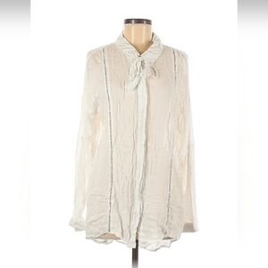 RIP CURL Women White Long Sleeve Button-Down Shirt S